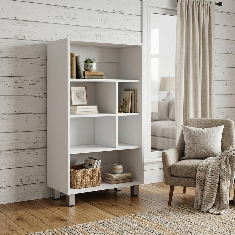 Six Tier Bookcase - White