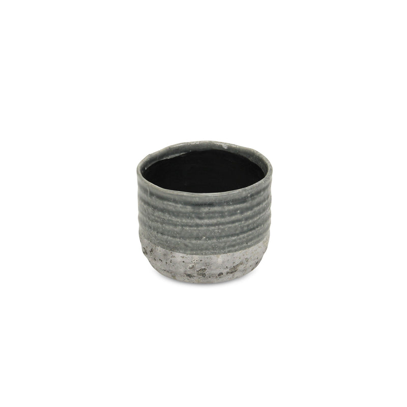 Two Toned Round Pot Planter (487422) - Gray