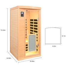 Load image into Gallery viewer, Low Emf Front Door With Heating Panel 1 People Hemlock Far Infrared Indoor Sauna Room - Natural

