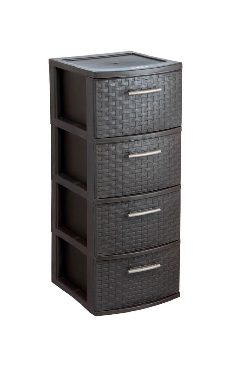 Plastic Square Accent Cabinet With Four Drawers - Espresso