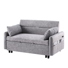 Load image into Gallery viewer, Pull Out Sleep Sofa Bed Loveseats Sofa Couch With Adjsutable Backrest, Storage Pockets, 2 Soft Pillows, USB Ports For Living Room, Bedroom, Apartment, Office
