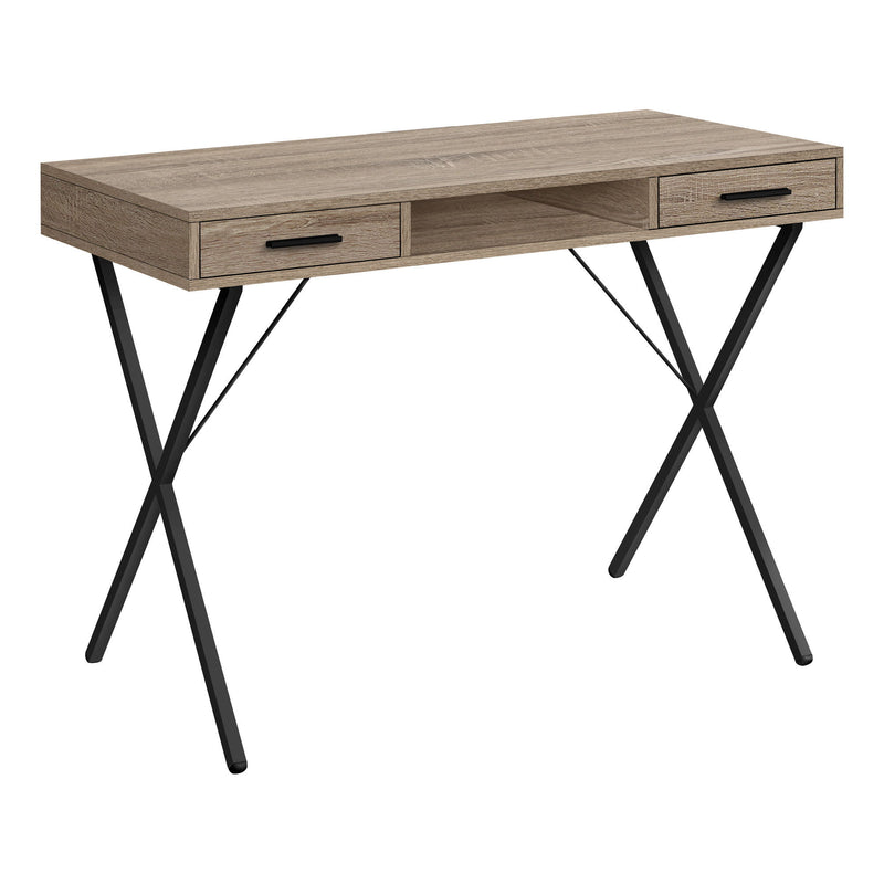 42" Computer Desk With Two Drawers - Taupe And Black
