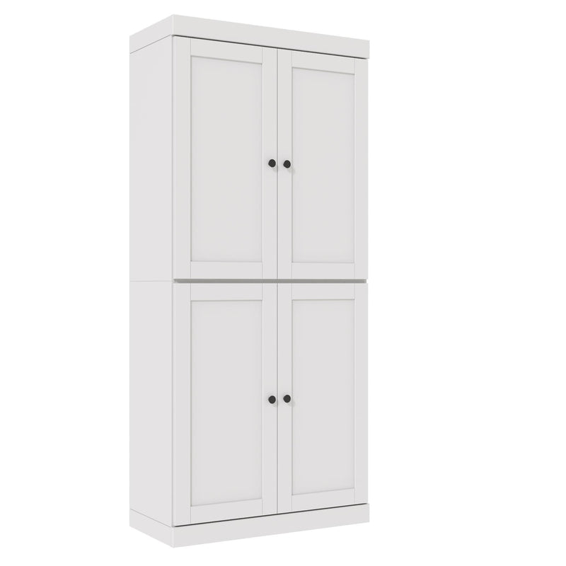 Adjustable Six Tier Library Bookcase With Four Doors (745604) - White