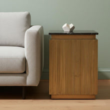 Load image into Gallery viewer, Stone And Brass Square Block End Table - Black / Gold

