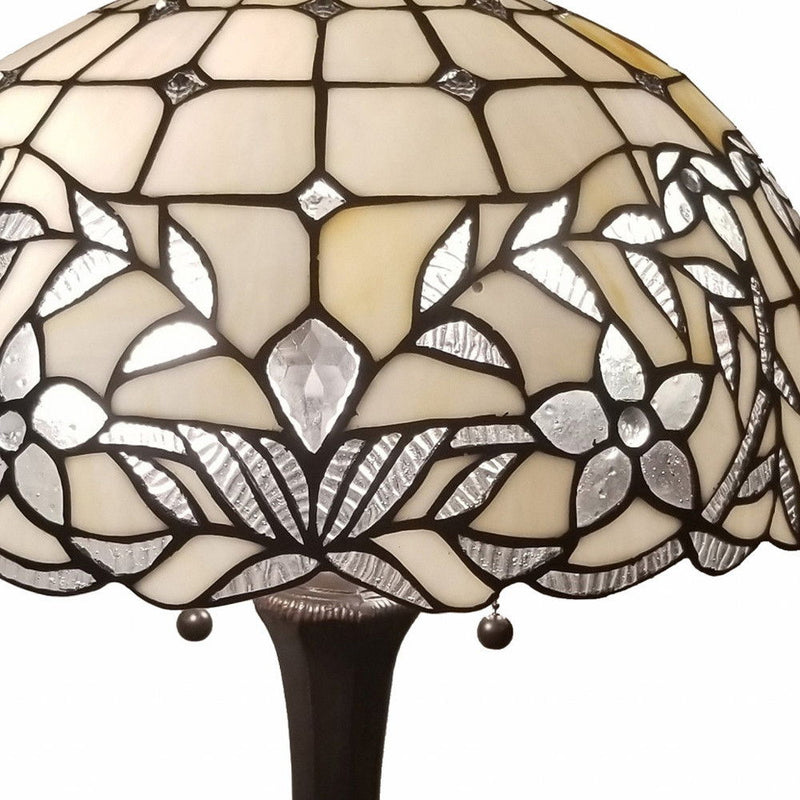 12" x 21" x 23" Metal Two Light Candlestick Table Lamp With White Shade - Dark Brown