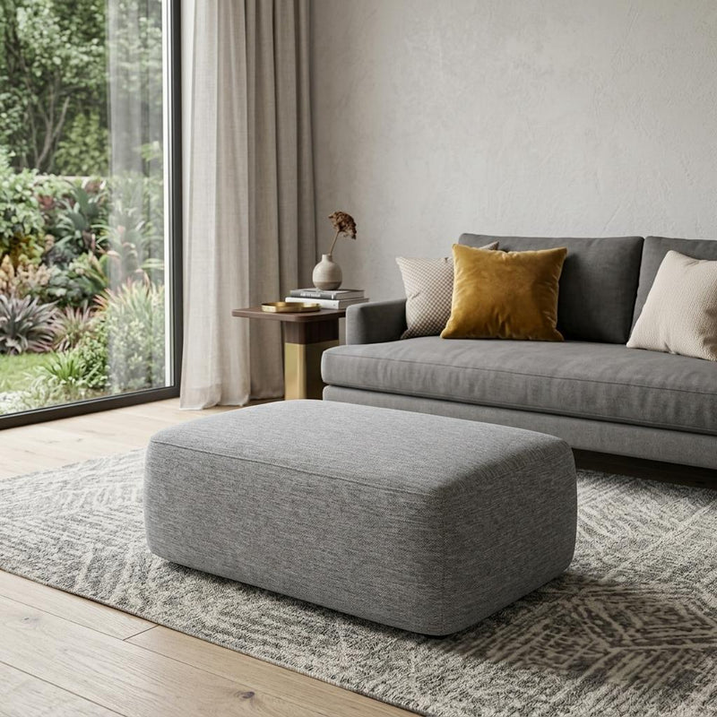 Fabric Pouf Ottoman (730852) - Gray / Brown