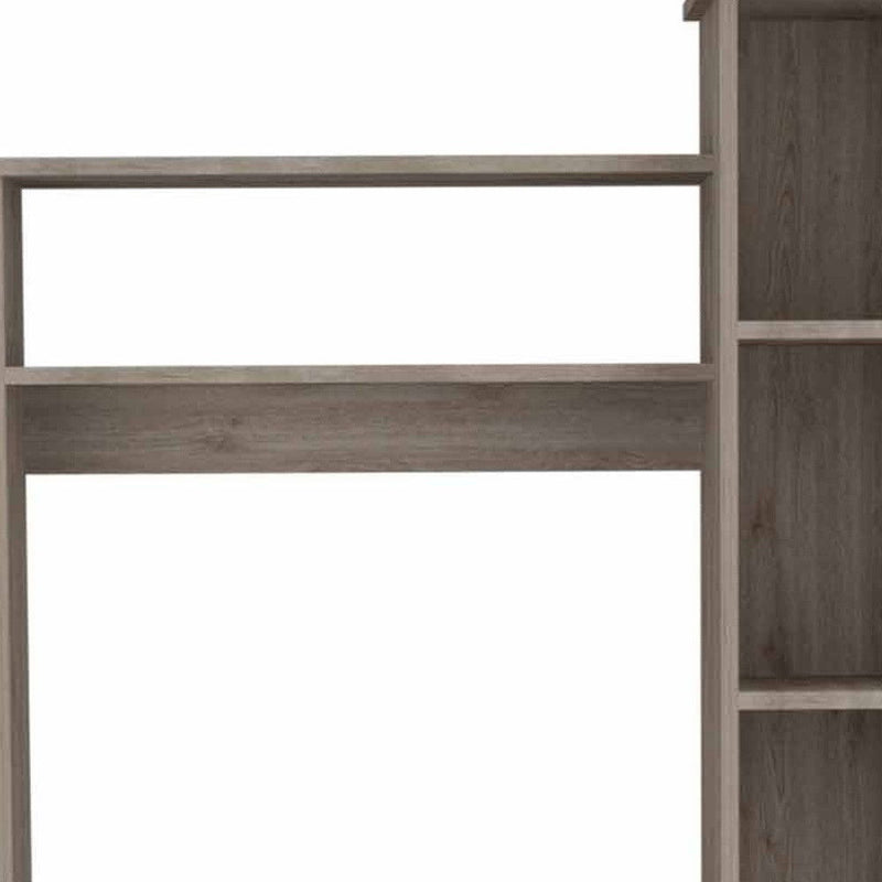 2 Piece Set Computer Desk With Hutch And Bookshelf - Light Gray