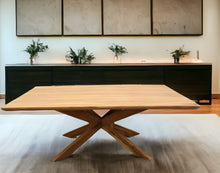 Load image into Gallery viewer, 79" Solid Wood Pedestal Base Dining Table - Natural
