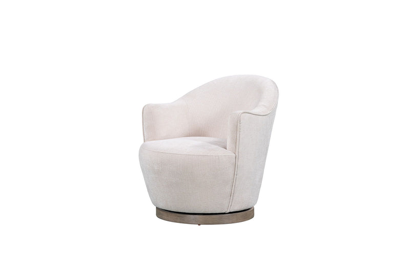 27" Contemporary Fabric Swivel Barrel Chair - Off White