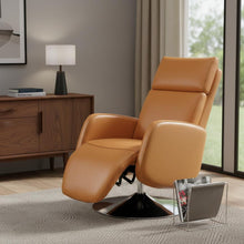 Load image into Gallery viewer, Tufted Genuine Leather Power Swivel Recliner (730556) - Burnt Umber
