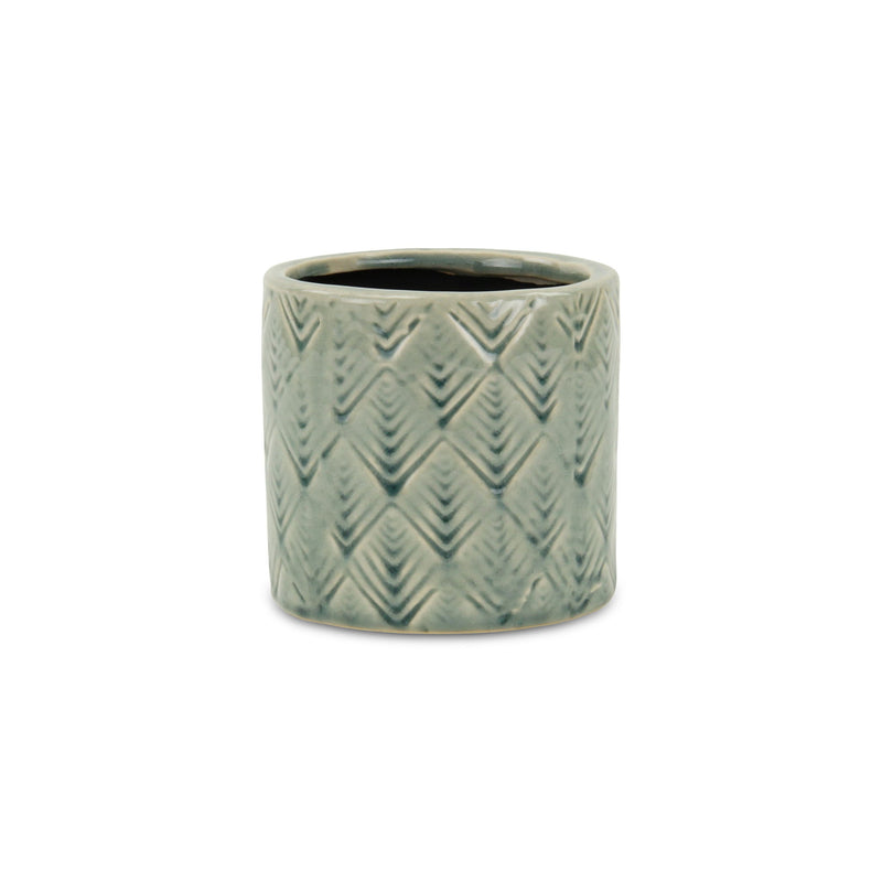 Geometric Round Pot Planter (487452) - Green
