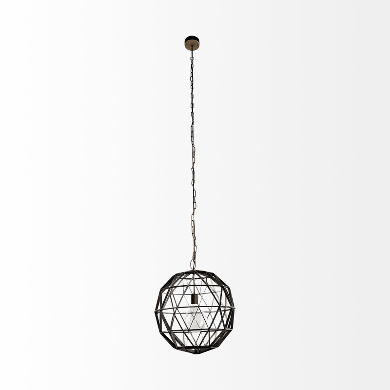Metal Geometric Globe Hanging Light - Black