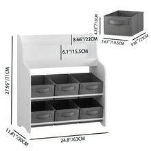 Load image into Gallery viewer, Bookshelf With 6 Storage Bins, Multi Functional Children's Bookcase And Toy Organizer - White
