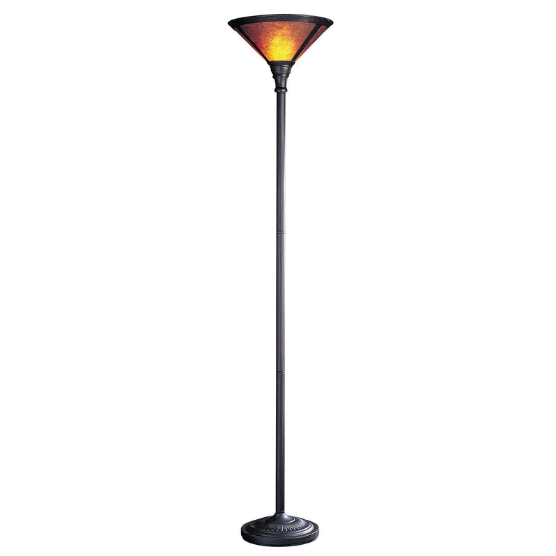 Torchiere Floor Lamp With Brown Dome Shade - Rust
