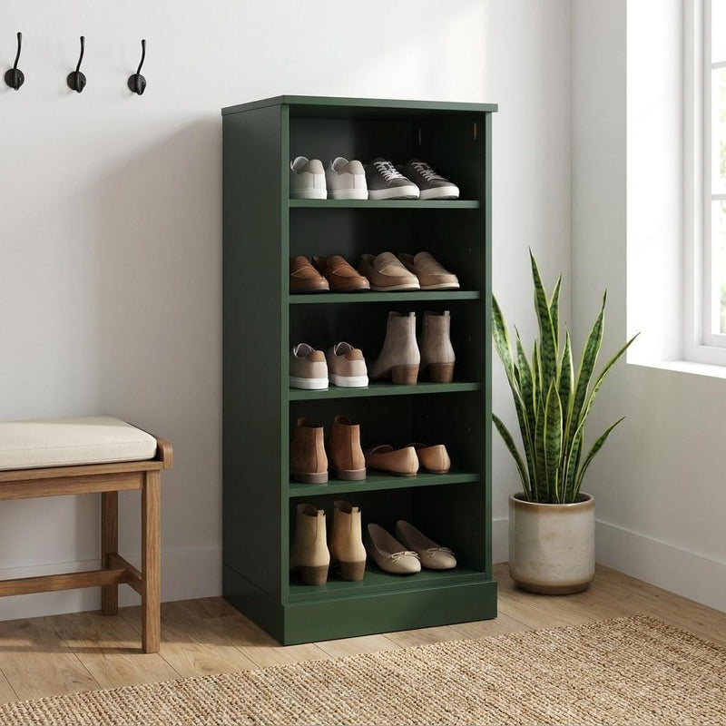 Ten Pair Solid Woodshoe Storage Cabinet (752048) - Green