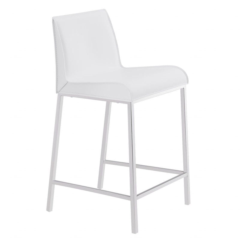 24" Steel Low Back Counter Height Bar Chairs (Set of 2) - White And Silver