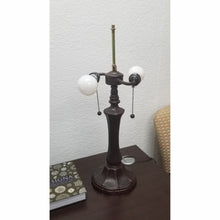 Load image into Gallery viewer, 12" x 21" x 23" Metal Two Light Candlestick Table Lamp With White Shade - Dark Brown
