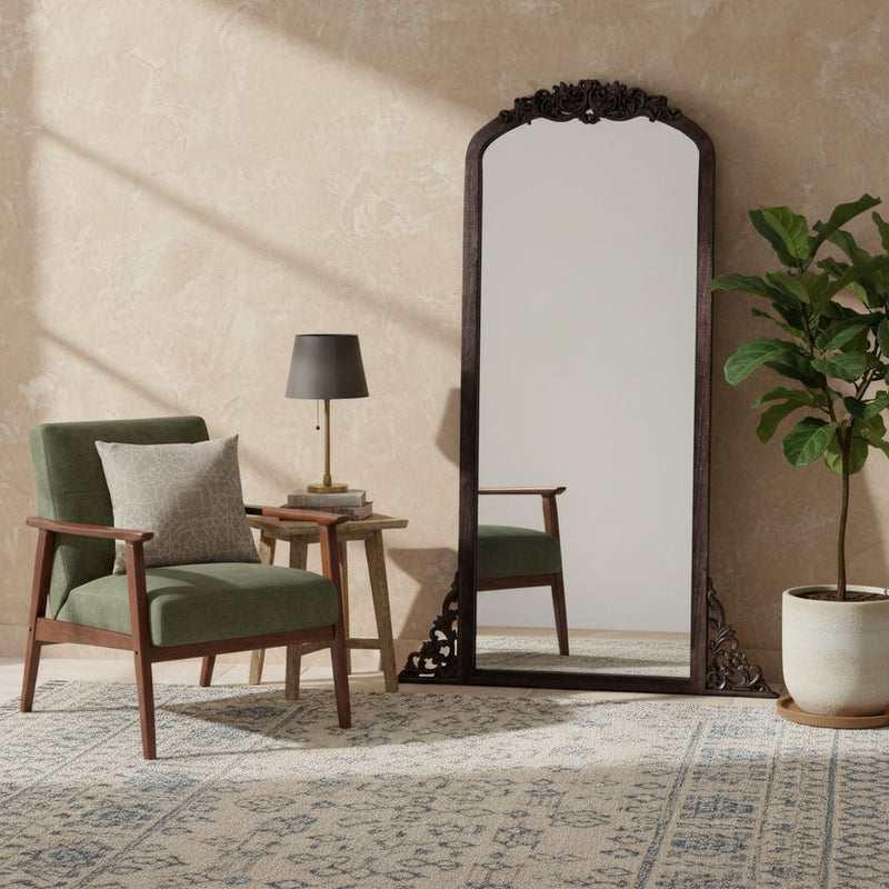 67" Solid Wood Framed Full Length Mirror - Brown