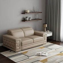 Load image into Gallery viewer, Genuine Leather Love Seat - Beige / Silver
