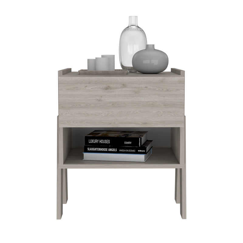 18.8" x 15.7" x 21.8" One Drawer Faux Wood Nightstand - Gray