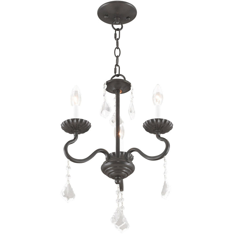 Three Light Dimmable Chandelier With Shades - Bronze