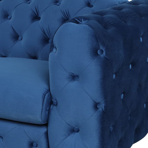 40.5" Velvet Upholstered Accent Sofa,Modern Single Sofa Chair with Button Tufted Back,Modern Single Couch for Living Room,Bedroom,or Small Space,Blue