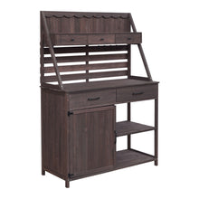Load image into Gallery viewer, Potting Bench With 5 Drawer Storage And Slatted Back Panel, Garden Workstation - Brown
