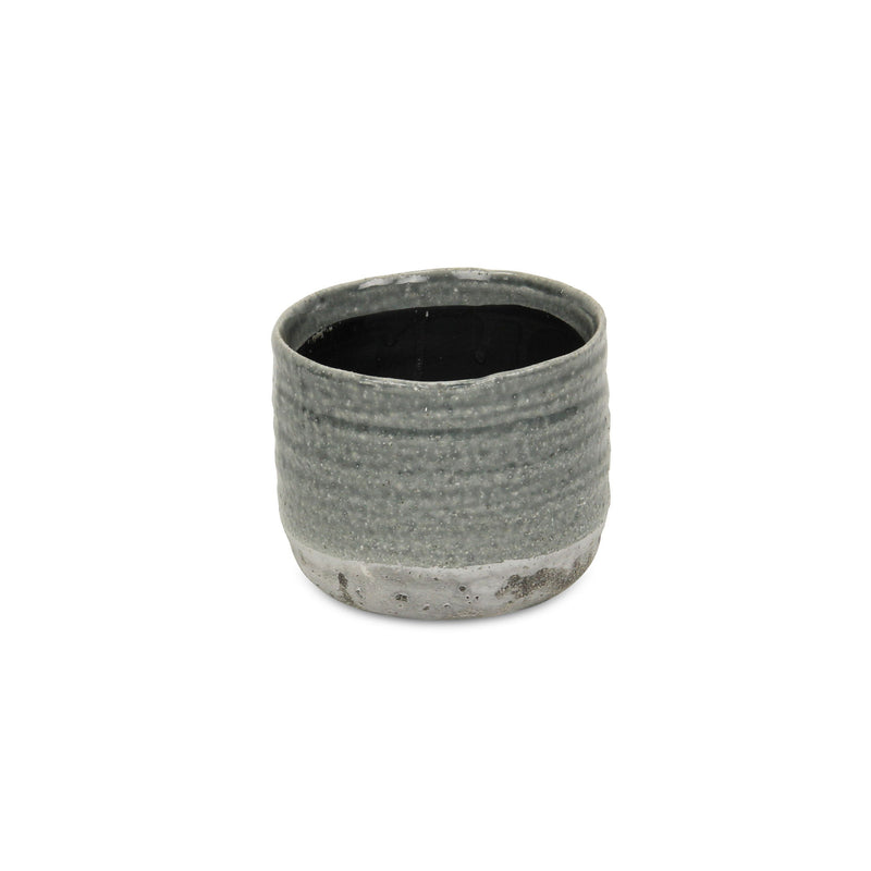Two Toned Round Pot Planter (487421) - Gray