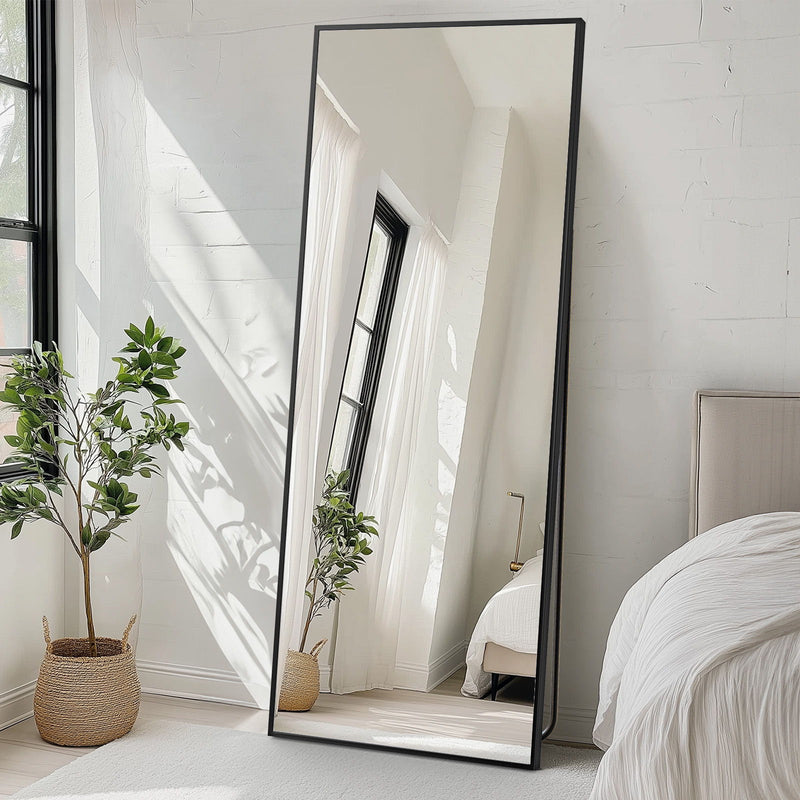 70" Aluminum Freestanding Framed Standing Mirror - Black