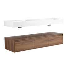 Load image into Gallery viewer, Contemporary Wall Mounted Bathroom Vanity With Dual Resin Sink And Soft Close Drawer
