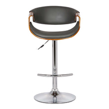 Load image into Gallery viewer, Solid Wood Swivel Low Back Adjustable Height Bar Chair - Gray / Silver
