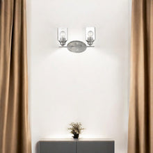 Load image into Gallery viewer, Two Light Wall Light With Clear Glass Shade - Silver
