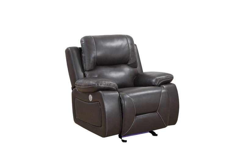 Leather Match Manual Gliding Recliner (366343) - Gray