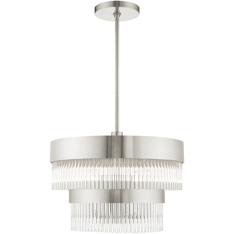 23" Five Light Dimmable Chandelier With Shades - Nickel