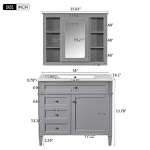 Load image into Gallery viewer, Bathroom Vanity With Mirror Cabinet, Single Sink With 2 Soft Closing Doors And 4 Drawers

