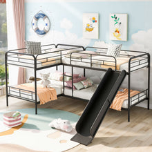Load image into Gallery viewer, Mission Style Twin Size L-Shaped Bunk Bed With Slide And Ladder - Black
