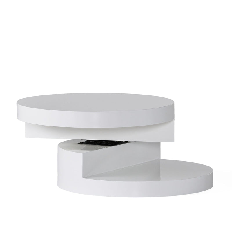 Wood Round Pedestal Coffee Table - White