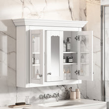 Load image into Gallery viewer, Bathroom Medicine Cabinet With Mirror, 5 Adjustable Closed Shelves, Wall-Mounted - White
