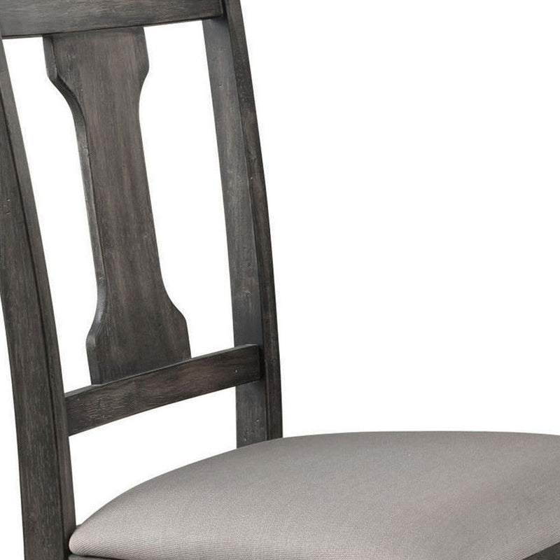 Upholstered Linen Open Back Dining Side Chairs (Set of 2) - Tan / Gray