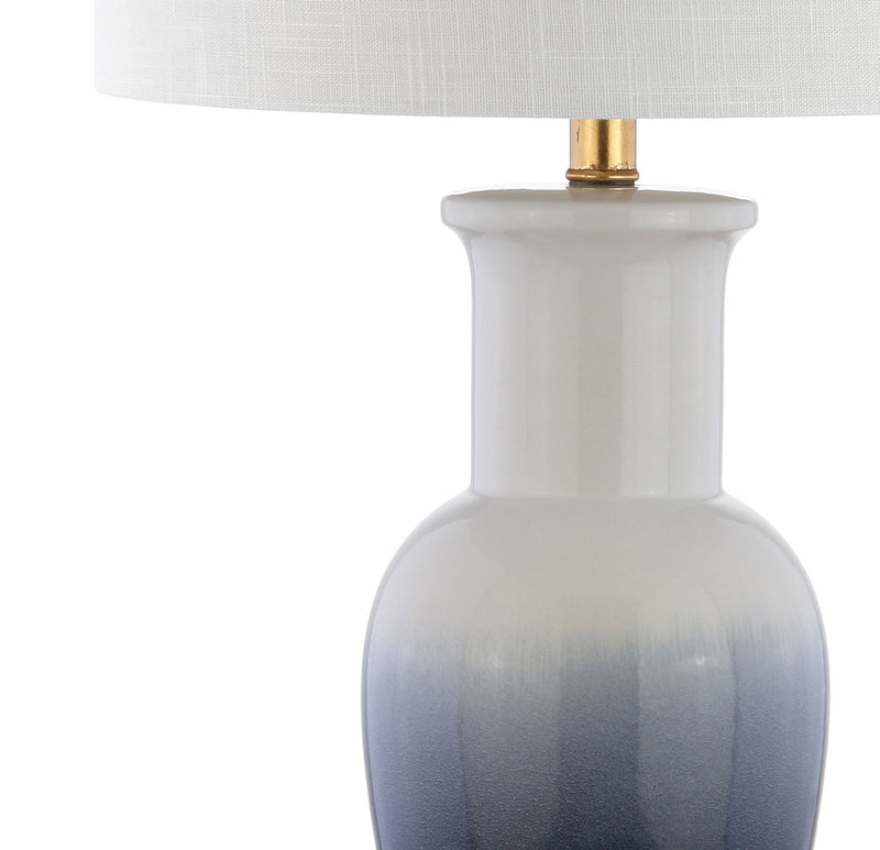 32" Novelty Table Lamp With Drum Shade - White / Gold