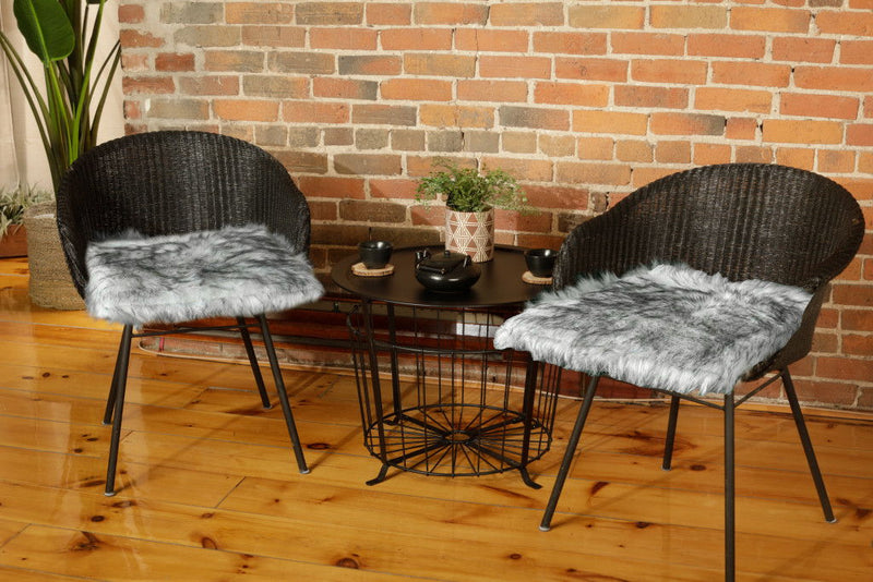 17" X 17" Faux Fur Dining Chair Cushion Pads (Set of 2) - Gray