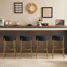 Load image into Gallery viewer, Round High Bar Stools (Set of 2), Contemporary Upholstered Dining Stools For Kitchens, Coffee Shops And Bar Stores - Gold Legs
