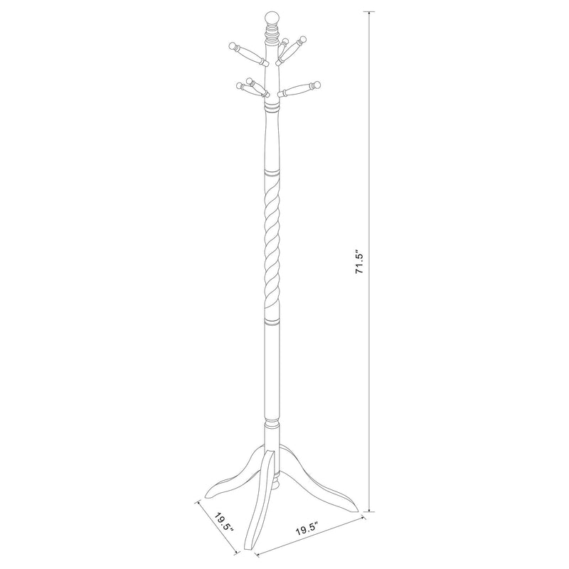 Coat Rack With Post Traditional Entryway Organizer With 6 Hooks - Brown