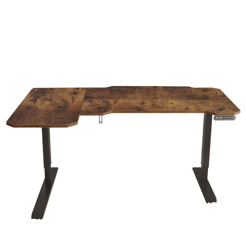 Adjustable L Shape Computer Desk - Brown And Black