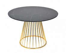 Load image into Gallery viewer, 43" Rounded Stainless Steel Pedestal Base Dining Table - Black / Gold

