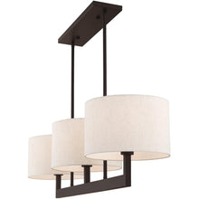 Load image into Gallery viewer, 22" Three Light Metal Dimmable Chandelier With Shades - Bronze / Cream
