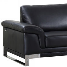 Load image into Gallery viewer, With Silver Legs Italian Leather Sofa - Black
