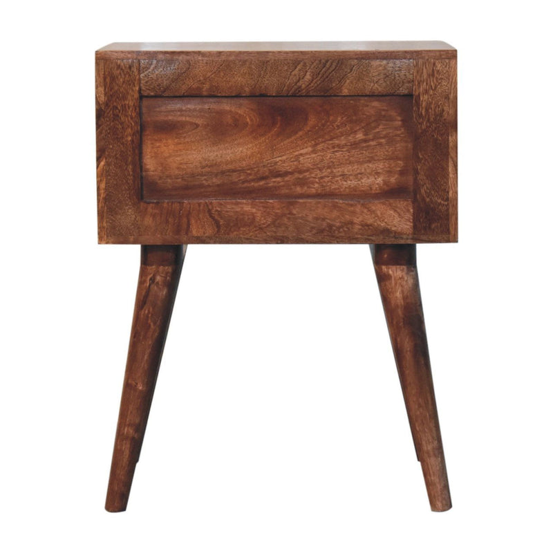 23" Modern Solid Wood Geometric Bone Inlay Two Drawer Nightstand - Black