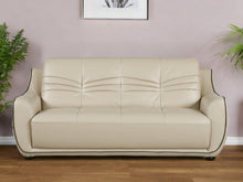 Load image into Gallery viewer, Faux Leather Sofa With Black Legs - Beige
