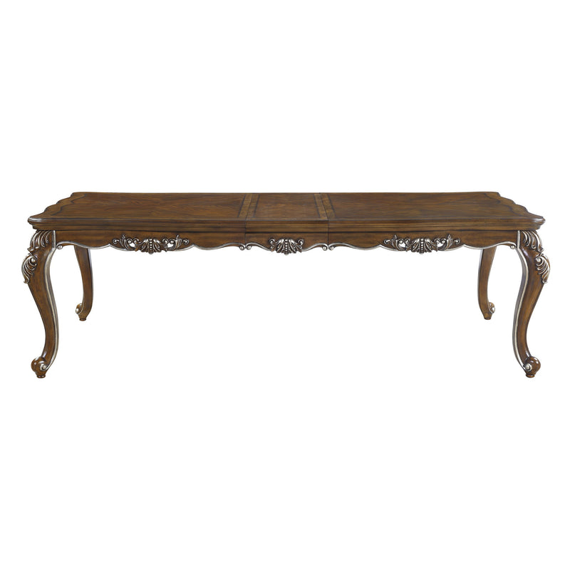 Wood Removable Leaf Extendable Dining Table - Oak / Silver